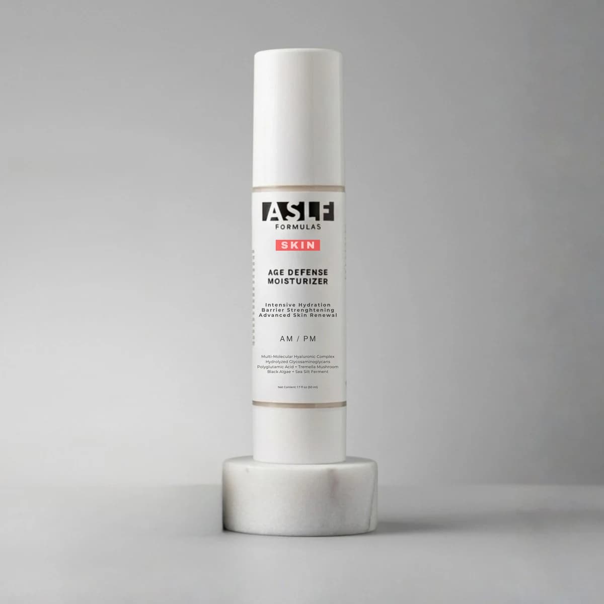 ASLF Formulas Age Defense Moisturizer in its airless pump packaging, from the official brand website