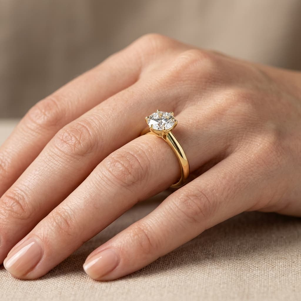 AI jewellery photography of a ring worn on a hand