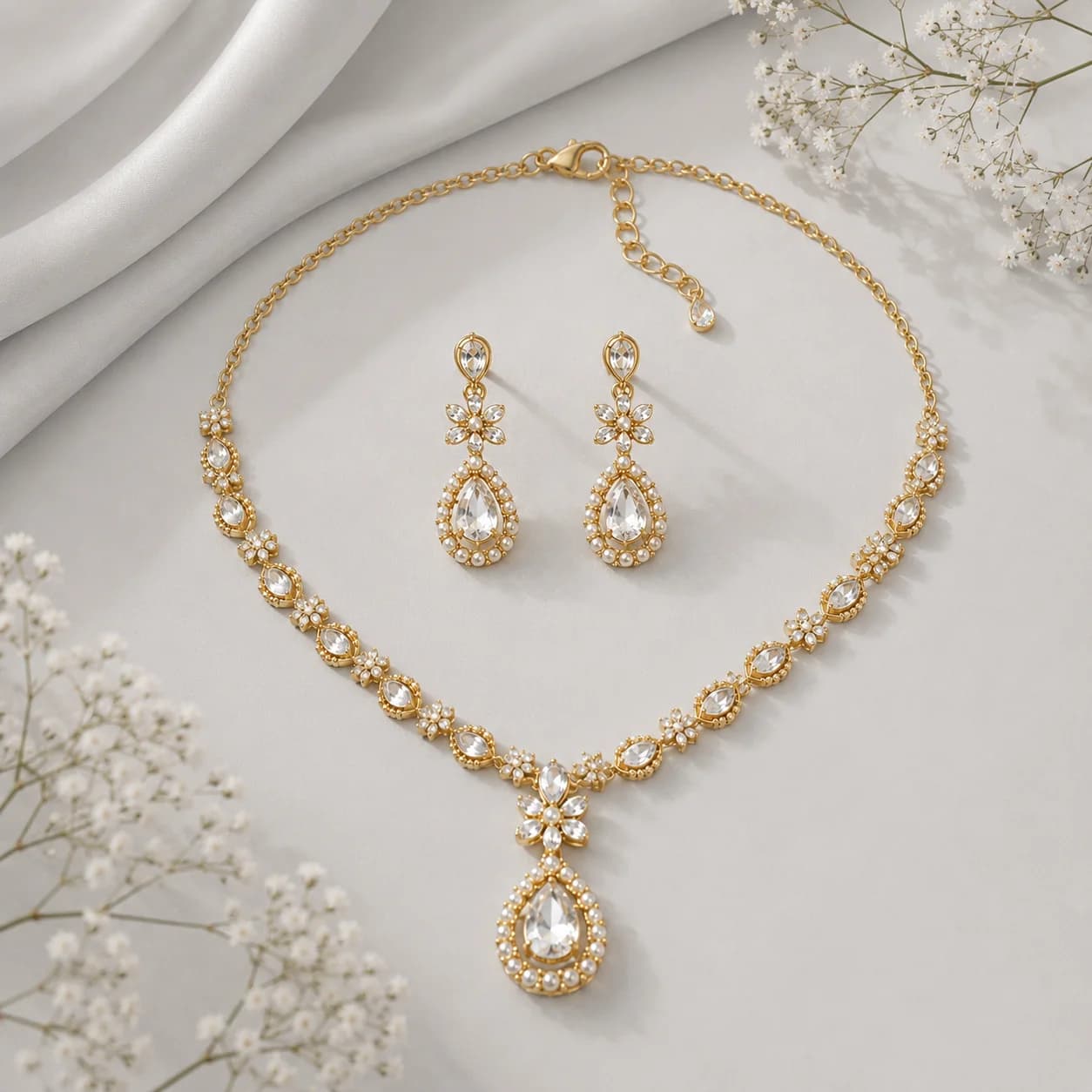 Clean white studio AI background for ecommerce jewelry product photos