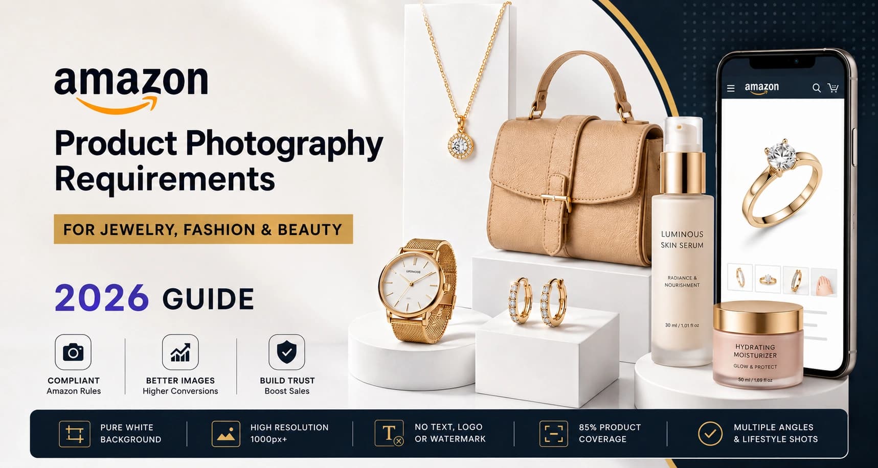 Amazon Product Photography Requirements for Jewelry, Fashion & Beauty - 2026 Guide