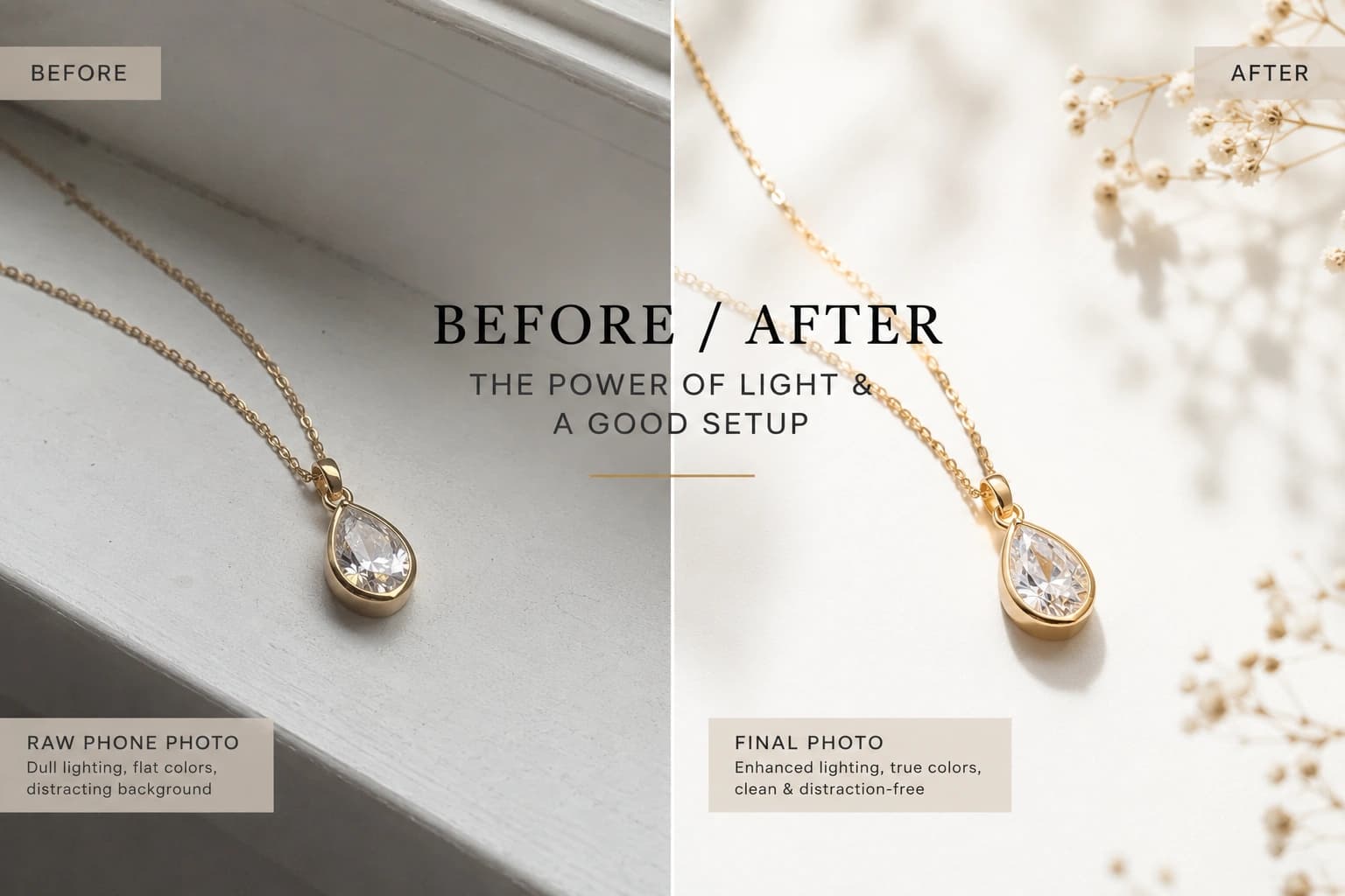 How to photograph jewelry on your phone before and after, no lightbox needed