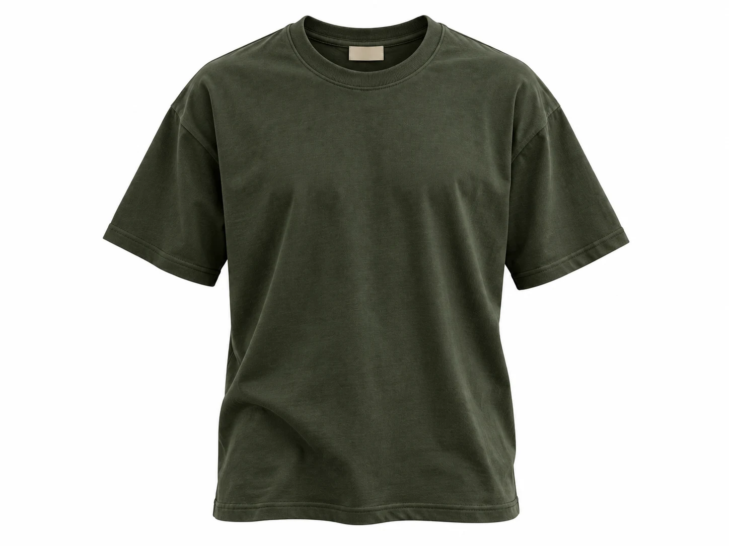 3D ghost mannequin packshot of casual cotton crewneck top with hollow collar opening